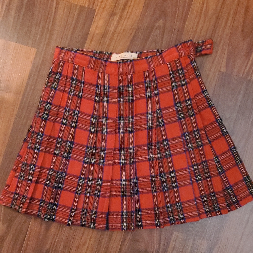 Alala Red Plaid Mini Skirt